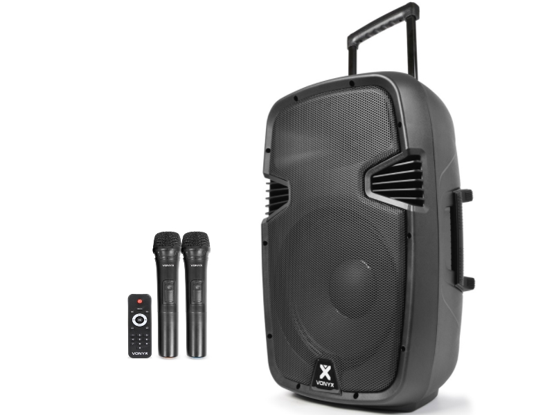 Vonyx SPJ PA915 Sonido portatil 15" 2 micros VHF/USB/MP3, bluetooth